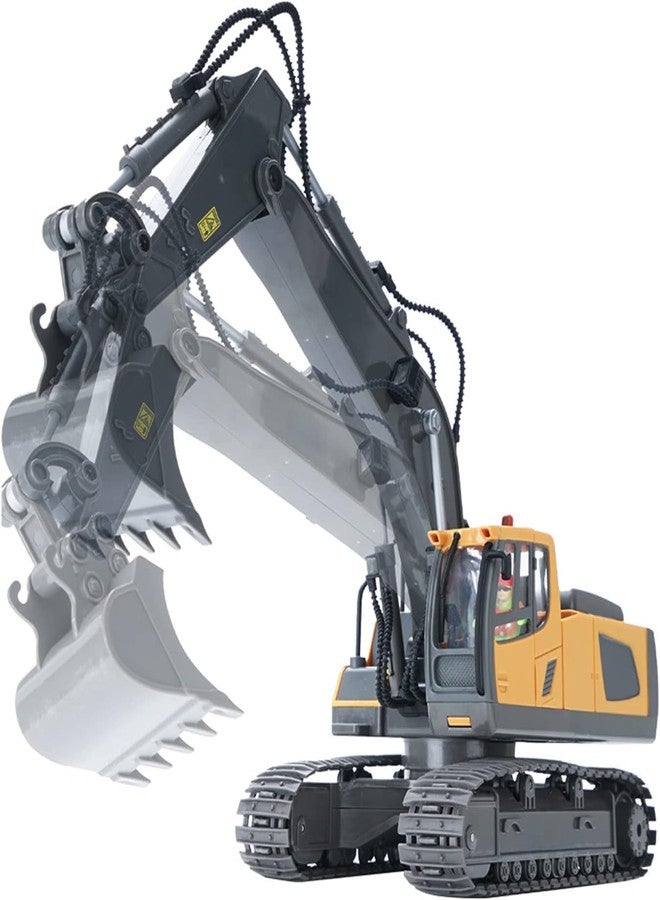 لعبة حفارة تعمل بجهاز تحكم عن بعد من جوي جاي، 11 قناة، شاحنة حفارة بمقياس 1/20، بتردد 2.4 جيجاهرتز، مركبات بناء مزودة بمجرفة معدنية، دوران 680 درجة، أضواء وأصوات للأطفال - متعددة الألوان - Image 1